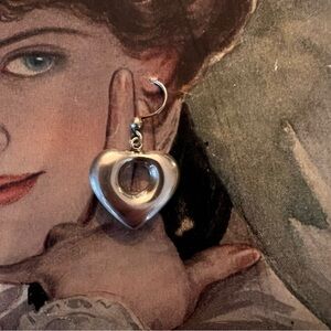 Vintage Silver Heart Drop Earring Only One